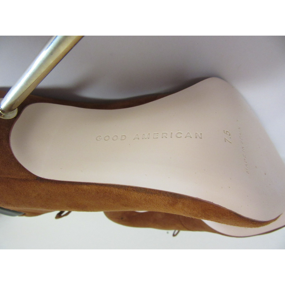 GOOD AMERICAN Suede Tobacco 7 1/2 Lace Up Pointed Toe Ultra High Heel Boots - Picture 6 of 6
